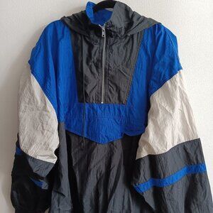 Blue, White and Black striped Ski Jacket and Pants